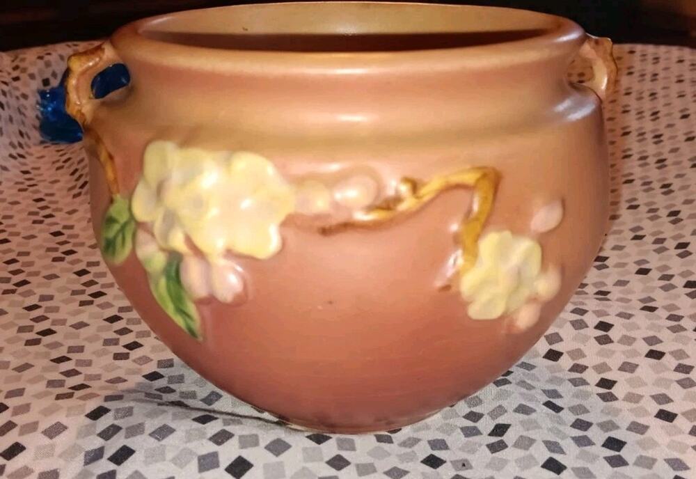 Roseville Pink Apple Blossom Jardiniere Vase #300-4